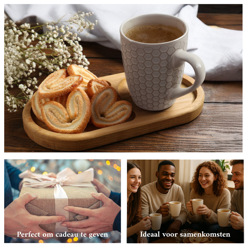 Discountershop Koffiekopje 370ml – Keramische Koffiebeker met Oor – Aardewerk Koffiemok & Theemok – Grote Mok voor Koffie, Cappuccino & Latte