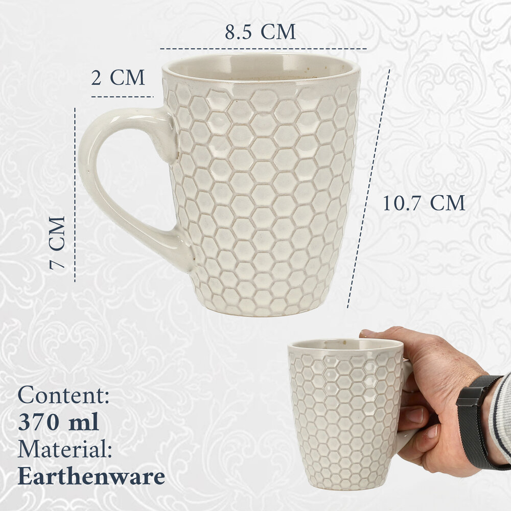 Discountershop Coffee Cup 370ml – Ceramic Coffee Mug with Handle – Stoneware Coffee & Tea Mug – Large Mug for Coffee, Cappuccino & Latte