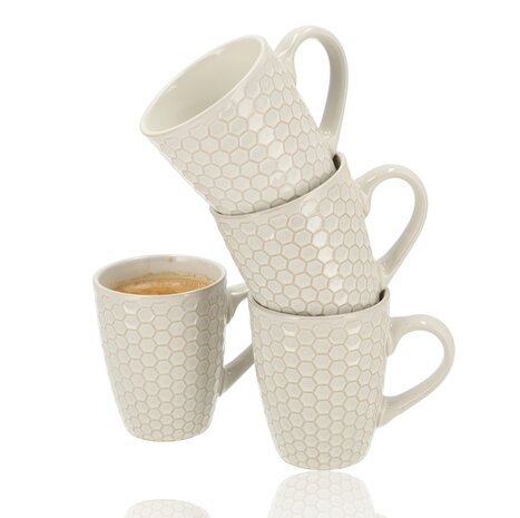 Discountershop Koffiekopje 370ml – Keramische Koffiebeker met Oor – Aardewerk Koffiemok & Theemok – Grote Mok voor Koffie, Cappuccino & Latte