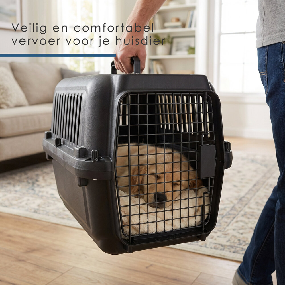 Discountershop Kattenbench / Hondenbench Klein 50x35x34 cm – Transportbox Kat & Kleine Hond tot 5kg – Draagbare Vervoersbox – Demontabele Reismand Kunststof