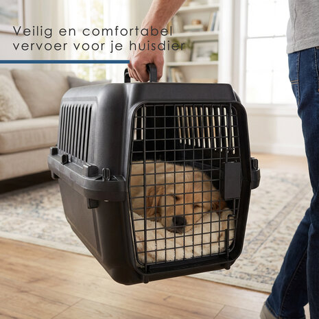 Discountershop Kattenbench / Hondenbench Klein 50x35x34 cm – Transportbox Kat & Kleine Hond tot 5kg – Draagbare Vervoersbox – Demontabele Reismand Kunststof