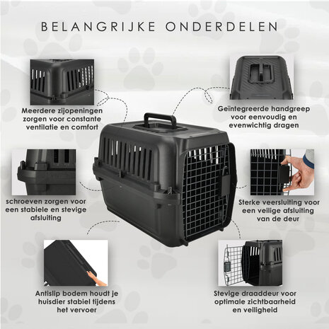 Discountershop Cat Carrier / Small Dog Crate 50x35x34 cm – Pet Transport Box for Cats & Small Dogs up to 5kg – Portable Travel Carrier – Detachable Plastic Pet Carrier Crate