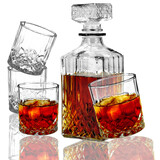 Discountershop Whiskey Karaf Set met Glazen – 900ml Decanteerkaraf met 4 Whiskey Glazen – Whisky Set Cadeau voor Mannen – Whisky Accessoires voor Bar & Thuis Discountershop Whiskey Karaf Set met Glazen – 900ml Decanteerkaraf met 4 Whiskey Glazen – Whisky Set Cadeau voor Mannen – Whisky Accessoires voor Bar & Thuis