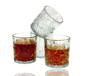 Discountershop Whiskey Glazen Set 230ml – Whisky Tumbler Glazen – Drinkglazen voor Whiskey, Water & Cocktails – Glazenset Bar & Thuis