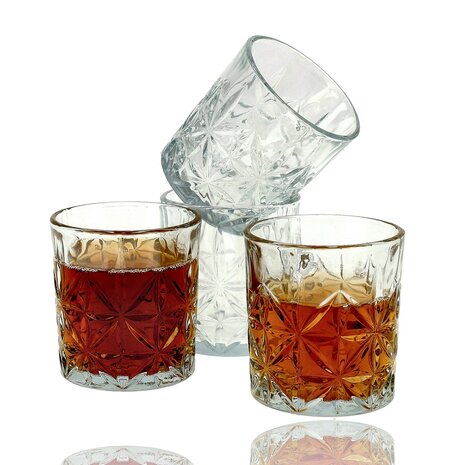 Discountershop Whiskey Glazen Set 230ml – Whisky Tumbler Glazen – Drinkglazen voor Whiskey, Water & Cocktails – Glazenset Bar & Thuis