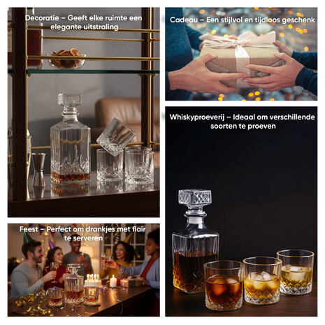 Discountershop Whiskey Glasses Set – 230ml Whisky Tumblers – Drinking Glasses for Whiskey, Water & Cocktails – Glass Set for Bar & Home