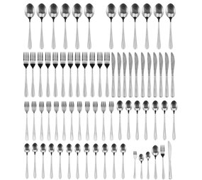 Discountershop 72-Piece Stainless Steel Cutlery Set for 12 – Complete Flatware Set – Luxury Silver Utensils – Dishwasher Safe – For Home & Restaurant Use