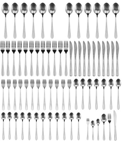 Discountershop RVS Bestekset 72-delig – Complete Bestek Set voor 12 Personen – Luxe Zilver Bestek – Vaatwasserbestendig – Horeca & Thuisgebruik