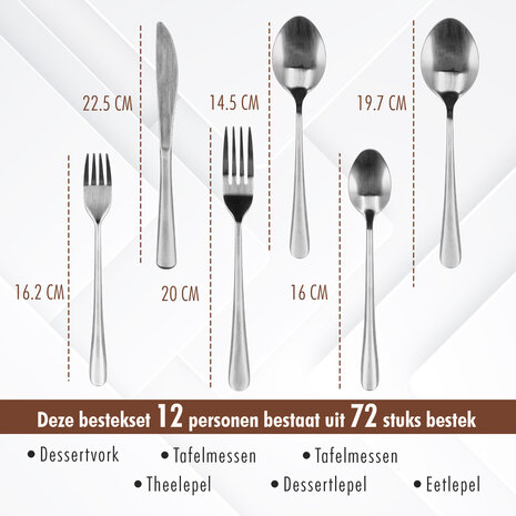 Discountershop 72-Piece Stainless Steel Cutlery Set for 12 – Complete Flatware Set – Luxury Silver Utensils – Dishwasher Safe – For Home & Restaurant Use