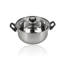 Discountershop Stainless Steel Cooking Pot with Lid – Ø24 cm – Large Stainless Steel Cooking Pot and Frying Pan Free PFAS – Pots and Cooking Pots with Glass Lids – Soup Pot for Healthy Meals