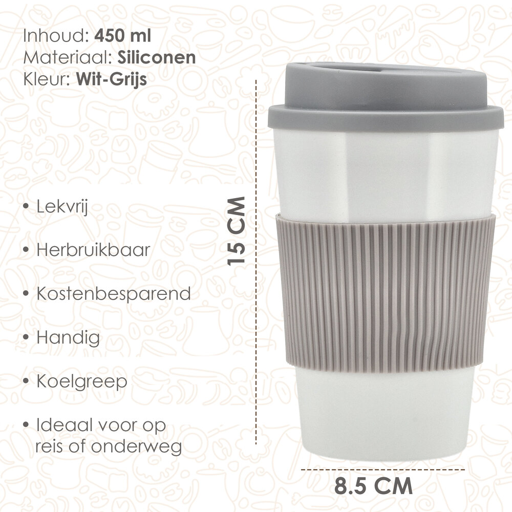 Discountershop Koffie To Go Beker 450 ml – Herbruikbare Koffie Beker To Go met Deksel – Lekvrije Portable Reisbeker voor Onderweg – Koffiebeker & Drinkbeker