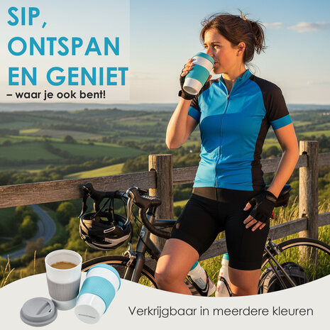 Discountershop Koffie To Go Beker 450 ml – Herbruikbare Koffie Beker To Go met Deksel – Lekvrije Portable Reisbeker voor Onderweg – Koffiebeker & Drinkbeker