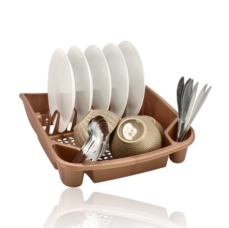 Discountershop Afdruiprek met Bestekhouder – 2-Delige Afwasrek Set – Droogrek voor Aanrecht met Bestekbak – Voor Borden, Glazen en Bestek – Keuken Afdruiprek Kopen