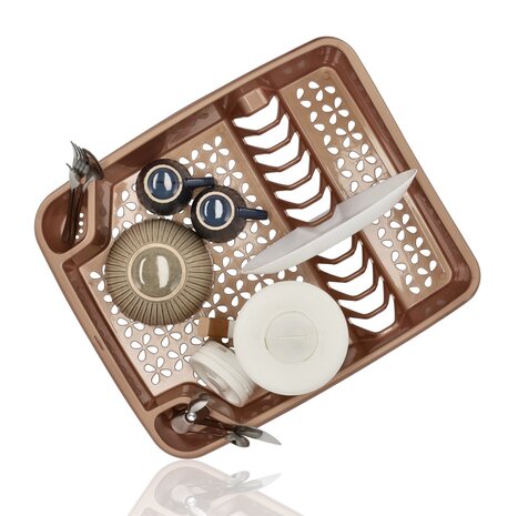 Discountershop Afdruiprek met Bestekhouder – 2-Delige Afwasrek Set – Droogrek voor Aanrecht met Bestekbak – Voor Borden, Glazen en Bestek – Keuken Afdruiprek Kopen