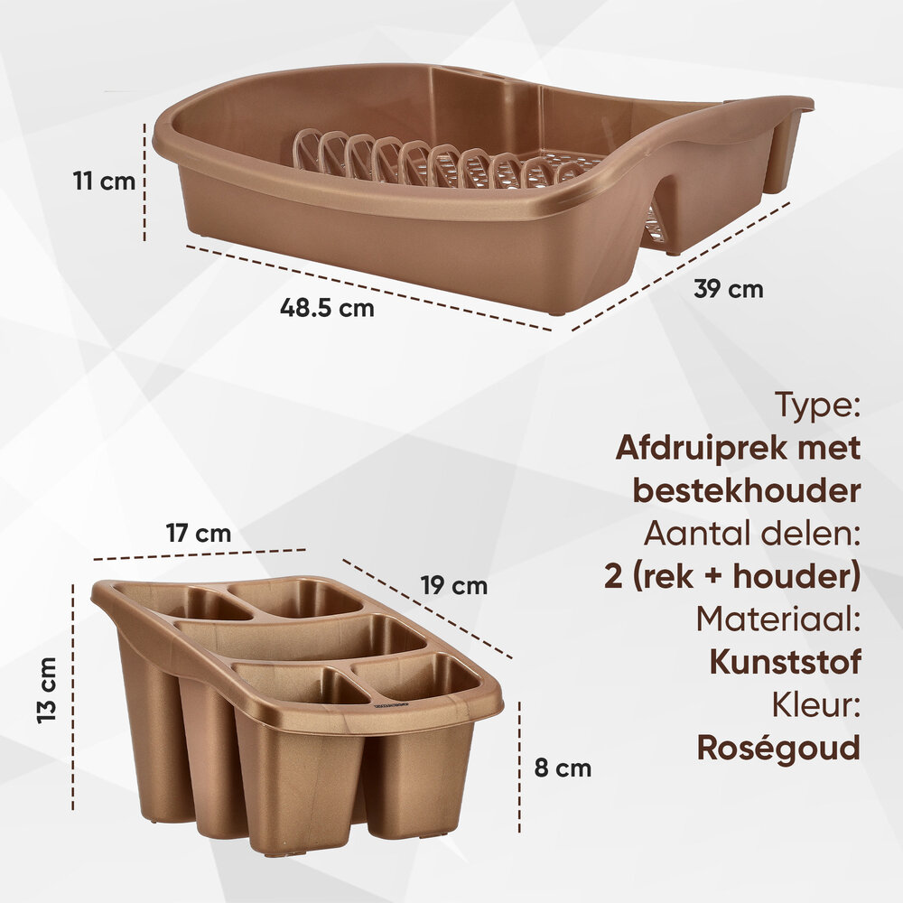 Discountershop Afdruiprek met Bestekhouder – 2-Delige Afwasrek Set – Droogrek voor Aanrecht met Bestekbak – Voor Borden, Glazen en Bestek – Keuken Afdruiprek Kopen