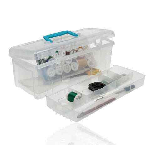 Discountershop Storage Box with Handle 36 cm – Plastic Toolbox – Transparent Storage Box for Garage, Office and Garden Tools – Lightweight Storage Organizer for Sale