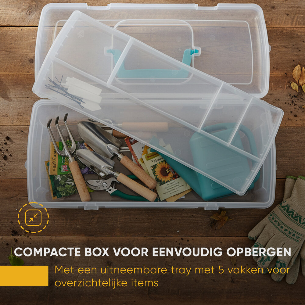Discountershop Storage Box with Handle 36 cm – Plastic Toolbox – Transparent Storage Box for Garage, Office and Garden Tools – Lightweight Storage Organizer for Sale