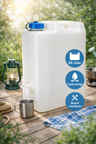 Discountershop Water Jerrycan 35 Liters with Tap – BPA-Free Drinking Water Container for Camping