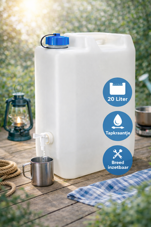 Discountershop 20 Liter Water Jerrycan with Tap – BPA-Free Drinking Water Container for Camping, Caravan & Emergency Storage