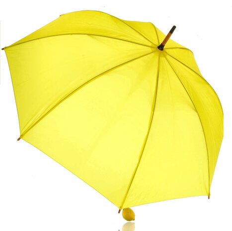 Discountershop Large Umbrella 102 cm Yellow – Windproof Umbrella with Wooden Handle and Hook for Men and Women – Strong Umbrella for Rain & Outdoor Use