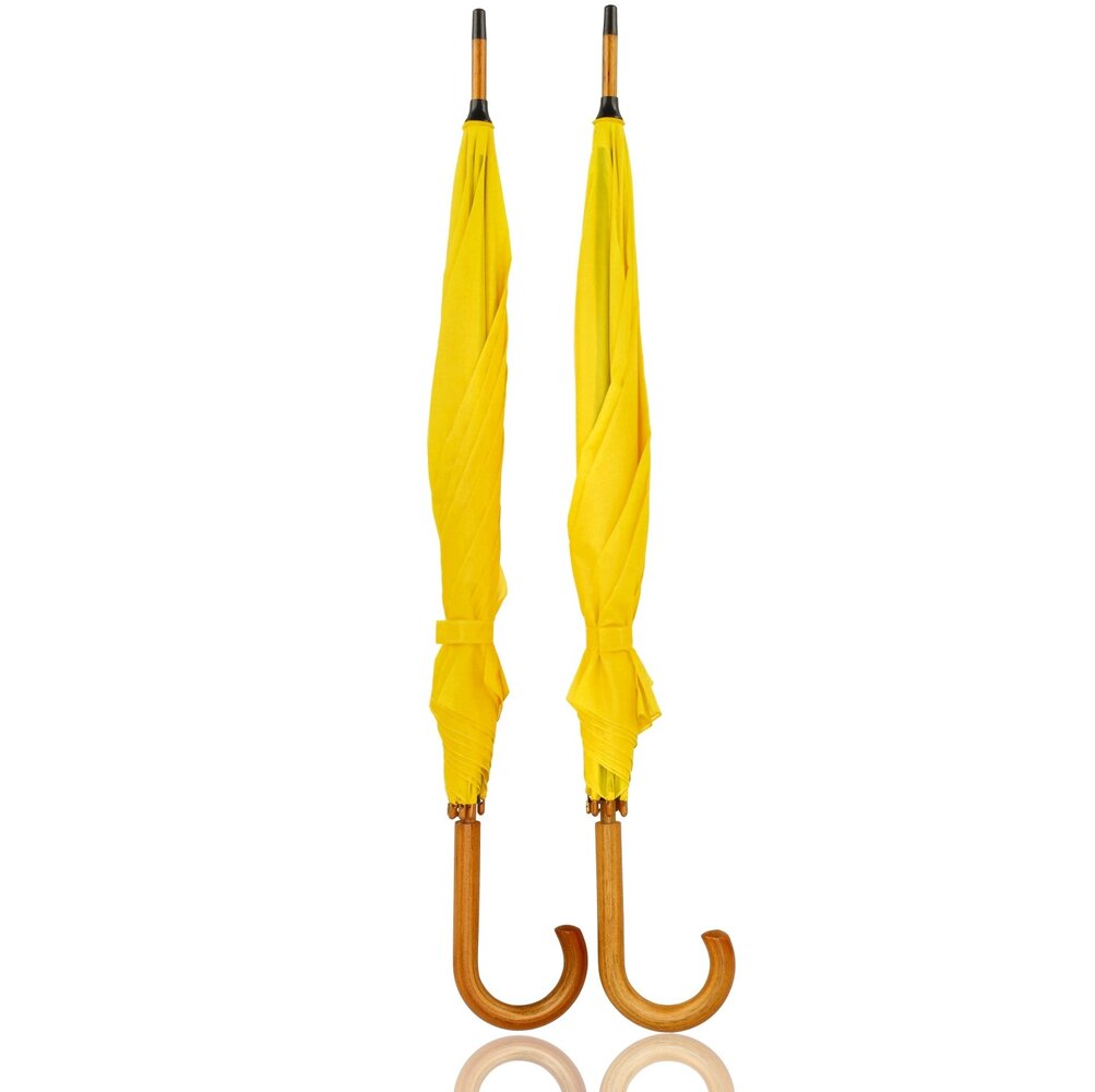 Discountershop Grote Paraplu 102 cm Geel – Windbestendige Paraplu met Houten Handvat en Haak voor Dames en Heren – Stevige Paraplu voor Regen & Outdoor
