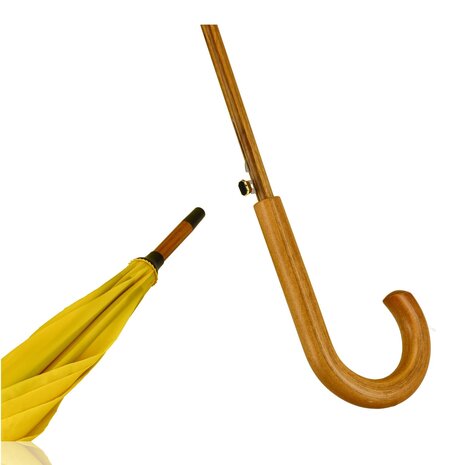 Discountershop Large Umbrella 102 cm Yellow – Windproof Umbrella with Wooden Handle and Hook for Men and Women – Strong Umbrella for Rain & Outdoor Use