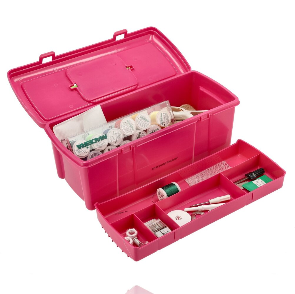 Discountershop Plastic Opbergbox met Handvat 36 cm – Stevige Gereedschapskoffer voor Klussen & Garageopslag – Multifunctionele Opbergbox (Tuin, Bureau, Organizer)