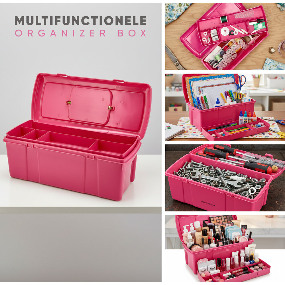 Discountershop Plastic Storage Box with Handle 36 cm – Durable Toolbox Organizer for DIY & Garage Storage – Multi-Purpose Storage Box (Garden, Office Organizer)