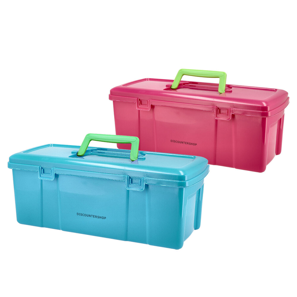 Discountershop Plastic Opbergbox met Handvat 36 cm – Stevige Gereedschapskoffer voor Klussen & Garageopslag – Multifunctionele Opbergbox (Tuin, Bureau, Organizer)