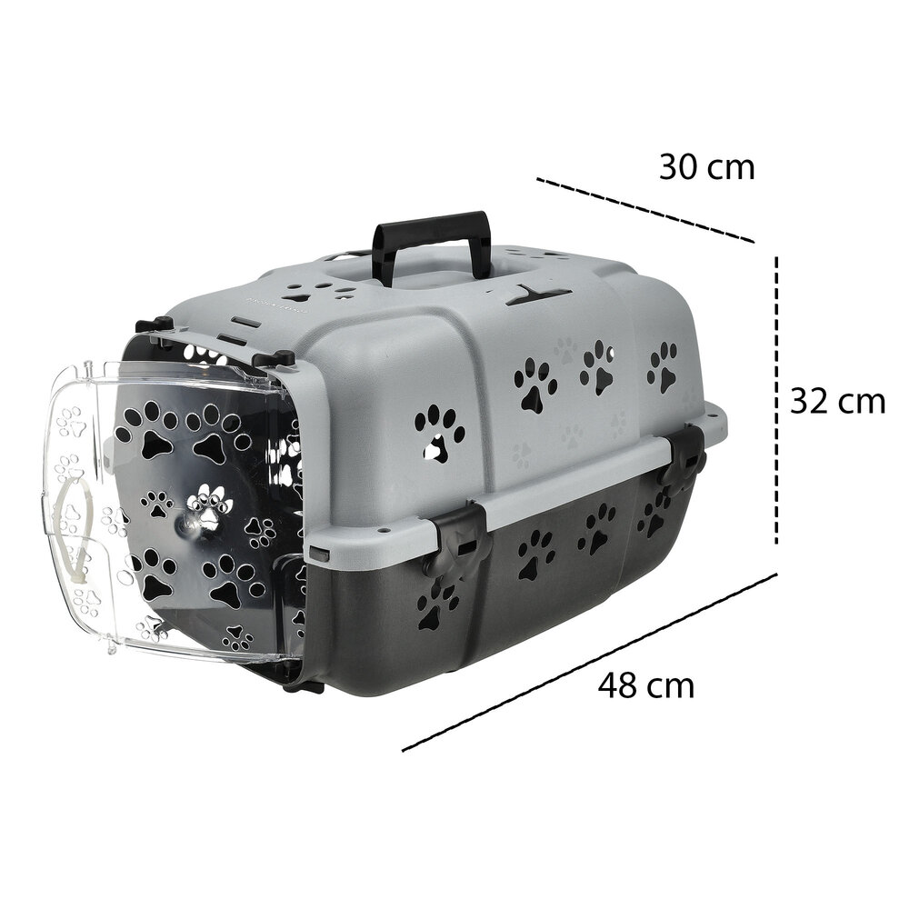 Discountershop Dog Carrier / Cat Carrier Travel Crate Black – Pet Transport Box with Handle & Lockable Door – Safe Travel Carrier for Dogs & Cats – 48x30x32 cm