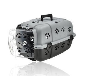 Discountershop Dog & Cat Carrier Black – Travel Crate with Handle 48 cm