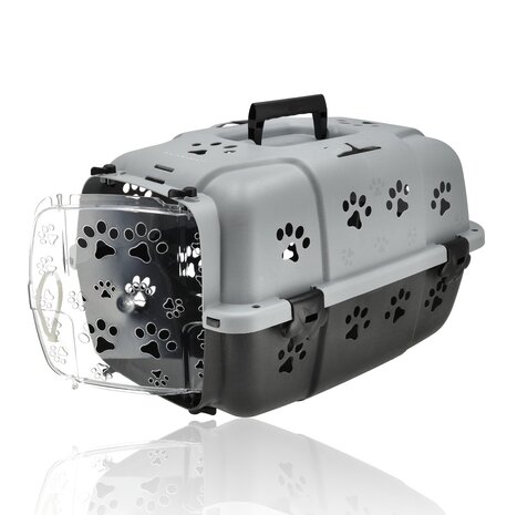 Discountershop Hondenbox / Kattenbox Reismand Zwart – Dieren Transporter met Handgreep & Afsluitbare Deur – Veilig Transport voor Hond en Kat – 48x30x32 cm