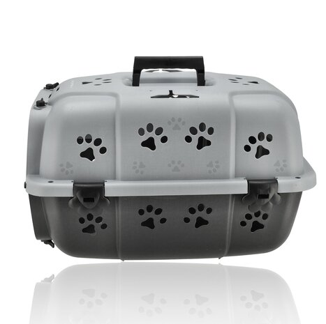 Discountershop Hondenbox / Kattenbox Reismand Zwart – Dieren Transporter met Handgreep & Afsluitbare Deur – Veilig Transport voor Hond en Kat – 48x30x32 cm