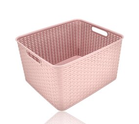 Discountershop Opbergmand Kunststof 28.5L Roze – Riet Look Opbergbox – Kinderkamer, Keuken & Kast Organizer Discountershop Opbergmand Kunststof 28.5L Roze – Riet Look Opbergbox – Kinderkamer, Keuken & Kast Organizer