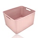 Discountershop Opbergmand 28.5L Kunststof Roze – Riet Look Mandjes – Opbergbox & Opbergdoos – Opbergmand Kinderkamer Speelgoed – Keukenkast Organizer & Kledingkast Organizer – Stapelbare Kast Organizer