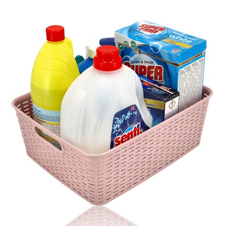 Discountershop Opbergmand 12L Kunststof Roze – Stapelbare Opbergbox met Riet Look voor Keuken, Kinderkamer en Kast – Organizer voor Speelgoed, Voorraad en Kleding Discountershop Opbergmand 12L Kunststof Roze – Stapelbare Opbergbox met Riet Look voor Keuken, Kinderkamer en Kast – Organizer voor Speelgoed, Voorraad en Kleding