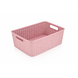 Discountershop Storage Basket 12L Plastic Pink – Stackable Storage Box with Rattan Look for Kitchen, Kids Room and Closet – Organizer for Toys, Pantry and Clothes
