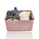 Discountershop Pink Plastic Storage Basket 18L – Rattan Storage Box – Storage Box for Living Room, Kids Room and Bathroom – Multifunctional Cabinet Organizer