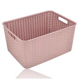 Discountershop Storage Basket 18L Pink – Plastic Organizer Box - Storage Box for Wardrobe, Kitchen, & Pantry