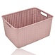 Discountershop Pink Plastic Storage Basket 18L – Rattan Storage Box – Storage Box for Living Room, Kids Room and Bathroom – Multifunctional Cabinet Organizer