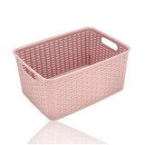 Discountershop Storage Basket 10L Pink – Plastic Rattan Look Storage Box for Closet Organizer
