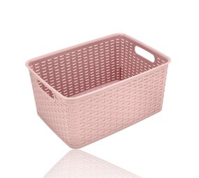 Discountershop Opbergmand 10L Roze – Kunststof Opbergbox Riet Look voor Kast Organizer Discountershop Opbergmand 10L Roze – Kunststof Opbergbox Riet Look voor Kast Organizer
