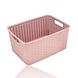 Discountershop Opbergmand 10L Kunststof Roze – Mandjes Riet Look Opbergbox & Opbergdoos – Keukenkast en Kledingkast Organizer – Stapelbare Kast Organizer