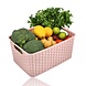 Discountershop Storage Basket 10L Plastic Pink – Rattan Look Storage Box & Storage Bin – Kitchen Cabinet and Closet Organizer – Stackable Storage Basket