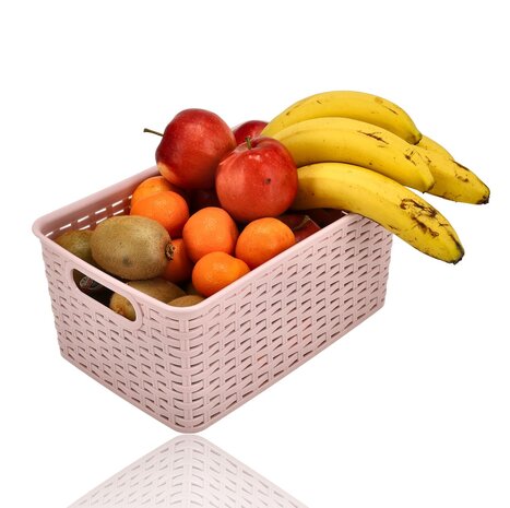 Discountershop Storage Basket 6L Plastic – Rattan Look Multifunctional Storage Box – Closet Organizer & Kitchen Cabinet Organizer – Storage System for Home Organization