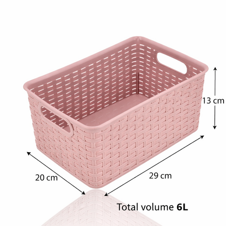 Discountershop Storage Basket 6L Plastic – Rattan Look Multifunctional Storage Box – Closet Organizer & Kitchen Cabinet Organizer – Storage System for Home Organization