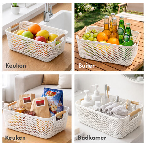 Discountershop Storage Basket with Wooden Handle – 9L Plastic Storage Basket for Kitchen, Closet and Kids Room – Organizer for Toys and Pantry Storage Discountershop Storage Basket with Wooden Handle – 9L Plastic Storage Basket for Kitchen, Closet and Kids Room – Organizer for Toys and Pantry Storage