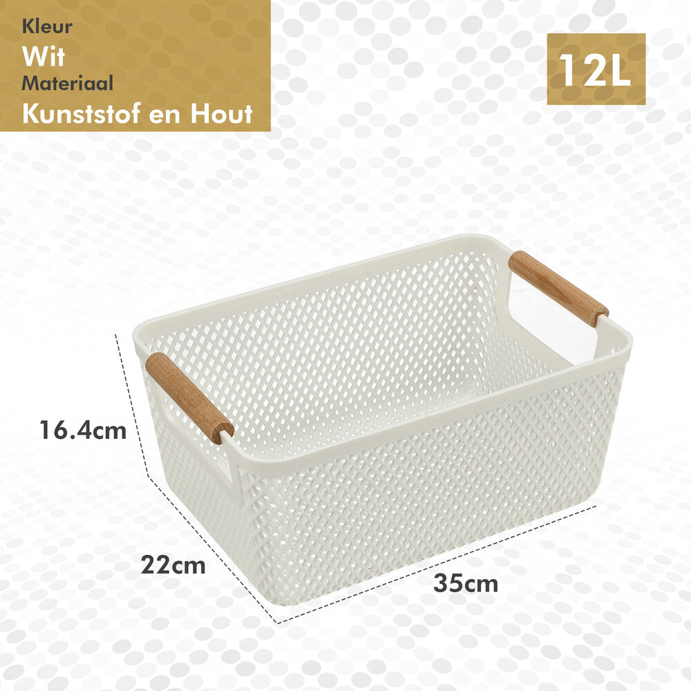 Discountershop Opbergmand met Houten Handvat – 12L Kunststof Opbergmand voor Keuken, Kast en Kinderkamer – Organizer voor Opslag Discountershop Opbergmand met Houten Handvat – 12L Kunststof Opbergmand voor Keuken, Kast en Kinderkamer – Organizer voor Opslag