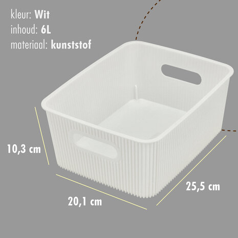Discountershop Storage Basket 6L Plastic – Kitchen Cabinet Organizer, Closet Organizer, Toy Storage Basket for Kids Room – Storage Box White