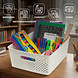 Discountershop White Storage Basket – ±12L Plastic Storage Baskets with Handles – Multi-Purpose Storage Box for Storage